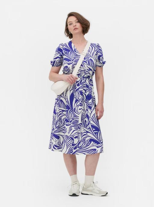 V-neck Tie Midi Dress