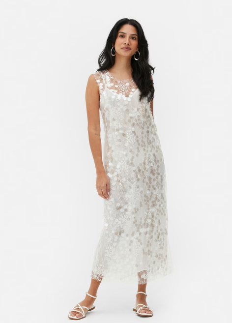 Paula Echevarría Sequinned Lace Slip Midi Dress