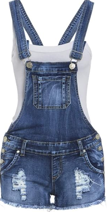 SS7 Women's Denim Dungaree Shorts, Sizes 4 to 14