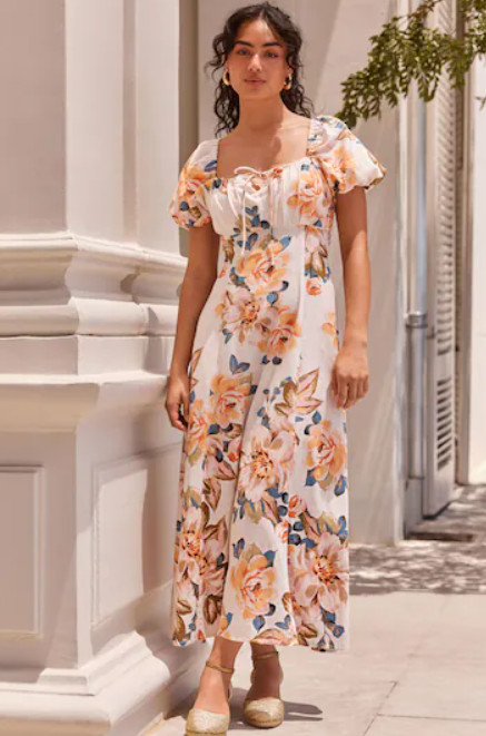 Puff Sleeve Midi Dress